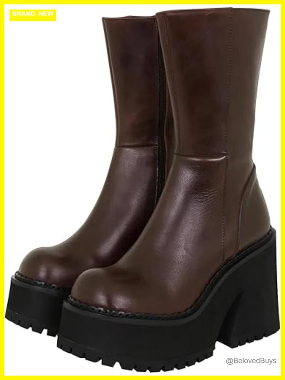 Wedge Heel Ankle Boots Platform Zipper Punk Motorcycle Chunky Block High Heel